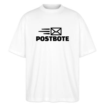 Postbote - Stanley/Stella Oversized Unisex Bio T-Shirt Blaster 2.0 - Weiß - Vorne - Alina (178cm) & Michal (187cm)