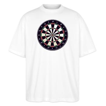 Dart Darts 180 Pfeil Pfeile Sport Glücksspiel Vate - Stanley/Stella Oversized Unisex Bio T-Shirt Blaster 2.0 - Weiß - Vorne - Alina (178cm) & Michal (187cm)