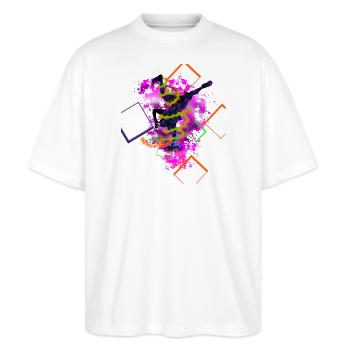 Hip Hop - Stanley/Stella Oversized Unisex Bio T-Shirt Blaster 2.0 - Weiß - Vorne - Alina (178cm) & Michal (187cm)