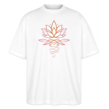 Lotus Lotusblüte Yoga - Stanley/Stella Oversized Unisex Bio T-Shirt Blaster 2.0 - Weiß - Vorne - Alina (178cm) & Michal (187cm)