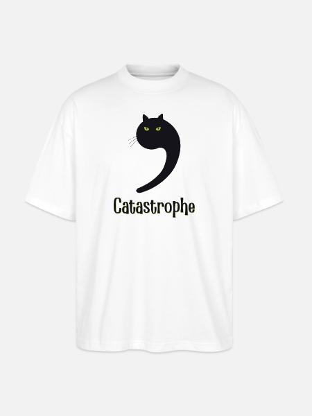 Catastrophe Katze Katzen Katastrophe - Stanley/Stella Oversized Unisex Bio T-Shirt Blaster 2.0 - Weiß