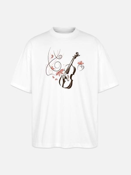 Violine Musiker Blumenranke - Stanley/Stella Oversized Unisex Bio T-Shirt Blaster 2.0 - Weiß