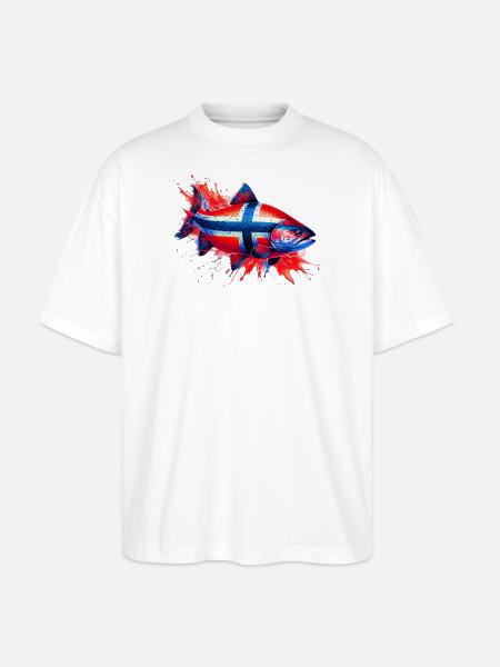 Norwegischer Lachs - Stanley/Stella Oversized Unisex Bio T-Shirt Blaster 2.0 - Weiß