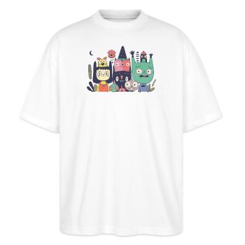 Abendspaziergang - Stanley/Stella Oversized Unisex Bio T-Shirt Blaster 2.0 - Weiß - Vorne - Alina (178cm) & Michal (187cm)