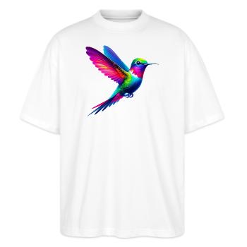 Kolibri - Stanley/Stella Oversized Unisex Bio T-Shirt Blaster 2.0 - Weiß - Vorne - Alina (178cm) & Michal (187cm)