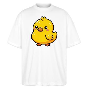 Ente Ente Ente Ente Ente - Stanley/Stella Oversized Unisex Bio T-Shirt Blaster 2.0 - Weiß - Vorne - Alina (178cm) & Michal (187cm)