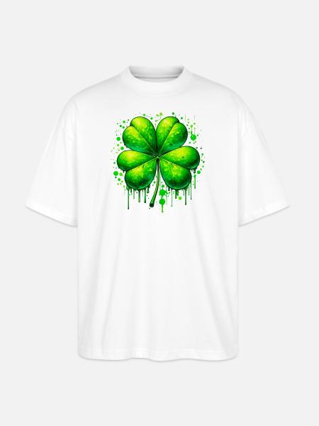 Vierblättriges Kleeblatt - Stanley/Stella Oversized Unisex Bio T-Shirt Blaster 2.0 - Weiß