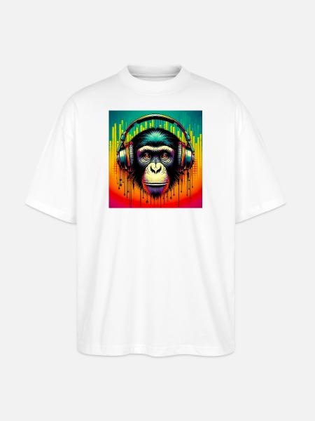 Schimpansen-Affe - Stanley/Stella Oversized Unisex Bio T-Shirt Blaster 2.0 - Weiß