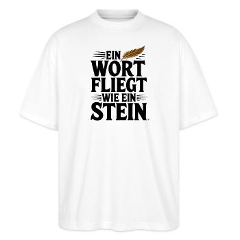  Tanzen Ist Träumen Mit Den Füßen Spruch Für - Stanley/Stella Oversized Unisex Bio T-Shirt Blaster 2.0 - Weiß - Vorne - Alina (178cm) & Michal (187cm)
