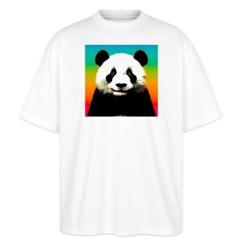 Panda - Stanley/Stella Oversized Unisex Bio T-Shirt Blaster 2.0 - Weiß - Vorne - Alina (178cm) & Michal (187cm)
