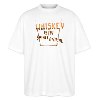 Whiskey Spruch Whiskeytrinker Whiskeyliebhaber - Stanley/Stella Oversized Unisex Bio T-Shirt Blaster 2.0 - Weiß - Vorne - Alina (178cm) & Michal (187cm)