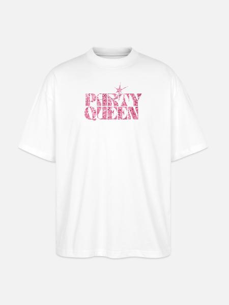 Party Queen Glitzer Text - Stanley/Stella Oversized Unisex Bio T-Shirt Blaster 2.0 - Weiß