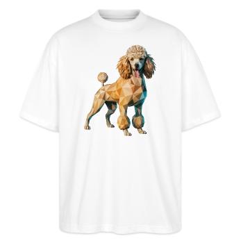 Pudel - Cooles Low Poly Logo - Stanley/Stella Oversized Unisex Bio T-Shirt Blaster 2.0 - Weiß - Vorne - Alina (178cm) & Michal (187cm)