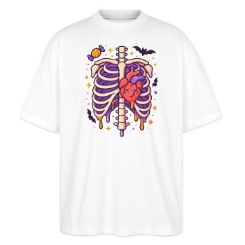 Anatomie Gothic Thoraxkäfig - Stanley/Stella Oversized Unisex Bio T-Shirt Blaster 2.0 - Weiß - Vorne - Alina (178cm) & Michal (187cm)