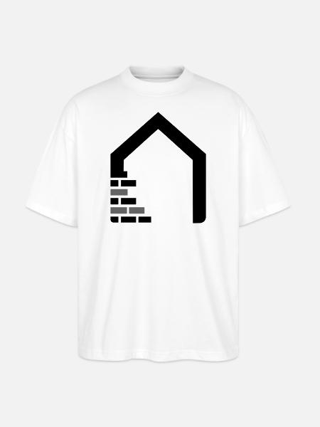 Maurer Logo mit Haus & Ziegelsteinen - Stanley/Stella Oversized Unisex Bio T-Shirt Blaster 2.0 - Weiß