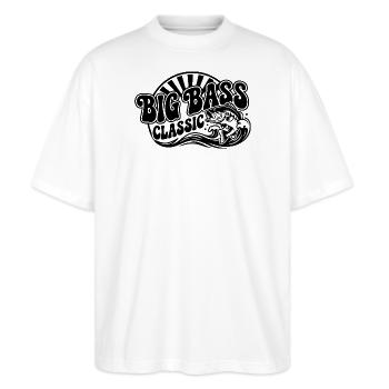 Big Bass Classic - Stanley/Stella Oversized Unisex Bio T-Shirt Blaster 2.0 - Weiß - Vorne - Alina (178cm) & Michal (187cm)