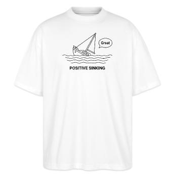 Positive Sinking - Stanley/Stella Oversized Unisex Bio T-Shirt Blaster 2.0 - Weiß - Vorne - Alina (178cm) & Michal (187cm)