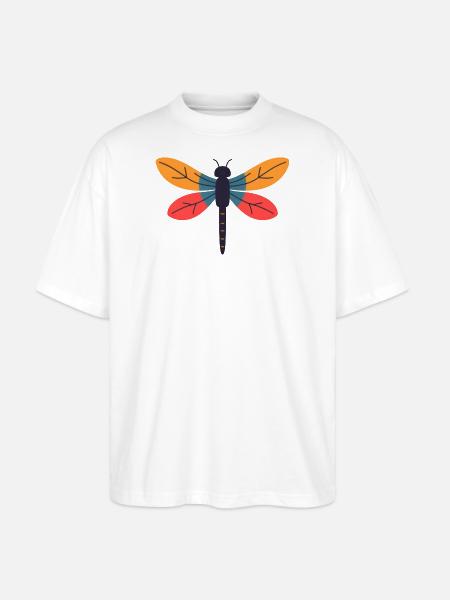 Bunte Libelle Farbenspiel - Stanley/Stella Oversized Unisex Bio T-Shirt Blaster 2.0 - Weiß