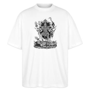 Hindu Göttin Kali - Stanley/Stella Oversized Unisex Bio T-Shirt Blaster 2.0 - Weiß - Vorne - Alina (178cm) & Michal (187cm)
