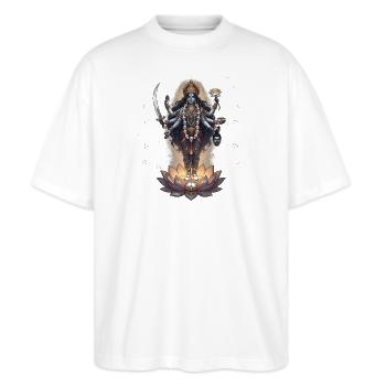 Die hinduistische Göttin Kali - Stanley/Stella Oversized Unisex Bio T-Shirt Blaster 2.0 - Weiß - Vorne - Alina (178cm) & Michal (187cm)