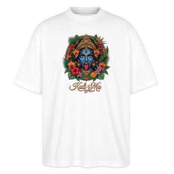 Blumige Kali Ma Hindu Göttin - Stanley/Stella Oversized Unisex Bio T-Shirt Blaster 2.0 - Weiß - Vorne - Alina (178cm) & Michal (187cm)