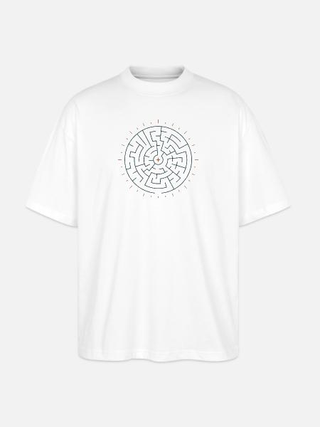 Sonnengeometrisches Labyrinth Blau-Grün - Stanley/Stella Oversized Unisex Bio T-Shirt Blaster 2.0 - Weiß