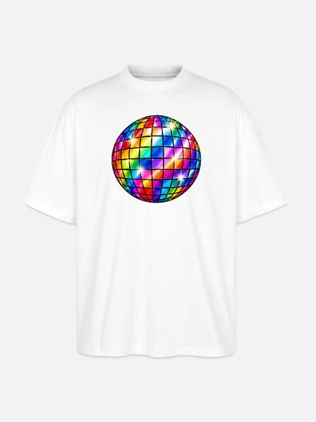 Prisma-Mosaik-Discokugel - Stanley/Stella Oversized Unisex Bio T-Shirt Blaster 2.0 - Weiß