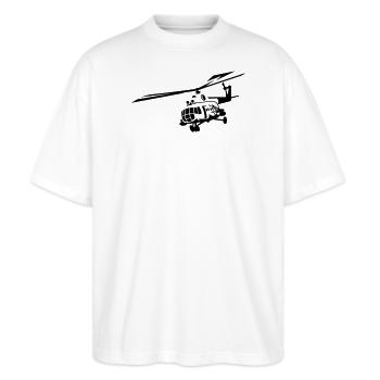 Mi-8 - Stanley/Stella Oversized Unisex Bio T-Shirt Blaster 2.0 - Weiß - Vorne - Alina (178cm) & Michal (187cm)