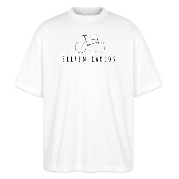 Selten Radlos - Fahrrad, Sport, Geschenk Radfahrer - Stanley/Stella Oversized Unisex Bio T-Shirt Blaster 2.0 - Weiß - Vorne - Alina (178cm) & Michal (187cm)