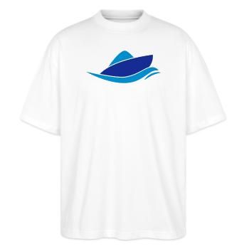 Boot - Stanley/Stella Oversized Unisex Bio T-Shirt Blaster 2.0 - Weiß - Vorne - Alina (178cm) & Michal (187cm)