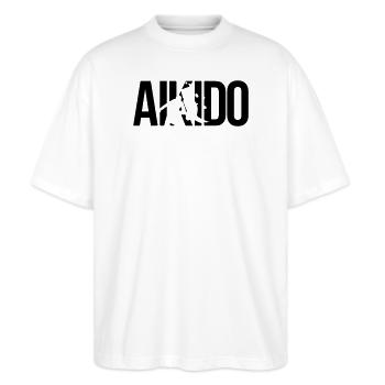 aikido - Stanley/Stella Oversized Unisex Bio T-Shirt Blaster 2.0 - Weiß - Vorne - Alina (178cm) & Michal (187cm)