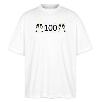 100.Geburtstag 100 Jahre Jubiläum 100 Zahl 100 - Stanley/Stella Oversized Unisex Bio T-Shirt Blaster 2.0 - Weiß - Vorne - Alina (178cm) & Michal (187cm)