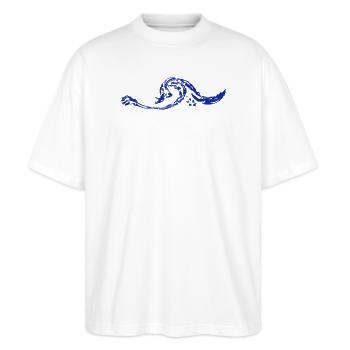 Welle - Stanley/Stella Oversized Unisex Bio T-Shirt Blaster 2.0 - Weiß - Vorne - Alina (178cm) & Michal (187cm)