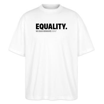 Equality - Stanley/Stella Oversized Unisex Bio T-Shirt Blaster 2.0 - Weiß - Vorne - Alina (178cm) & Michal (187cm)