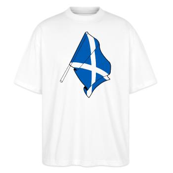 Flagge Schottland - Stanley/Stella Oversized Unisex Bio T-Shirt Blaster 2.0 - Weiß - Vorne - Alina (178cm) & Michal (187cm)
