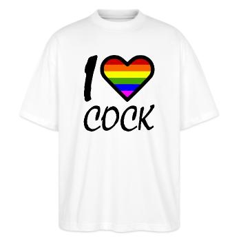 I love - Stanley/Stella Oversized Unisex Bio T-Shirt Blaster 2.0 - Weiß - Vorne - Alina (178cm) & Michal (187cm)
