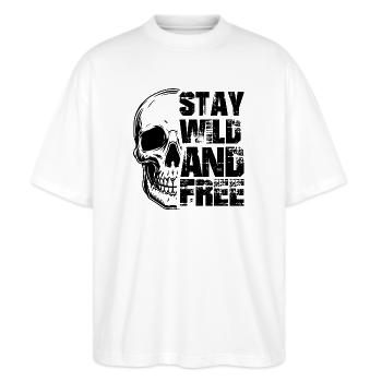 Lustiger Spruch Witzig Humor Geschenkidee - Stanley/Stella Oversized Unisex Bio T-Shirt Blaster 2.0 - Weiß - Vorne - Alina (178cm) & Michal (187cm)