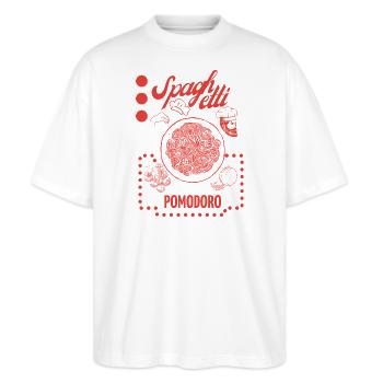 Spaghetti - Stanley/Stella Oversized Unisex Bio T-Shirt Blaster 2.0 - Weiß - Vorne - Alina (178cm) & Michal (187cm)