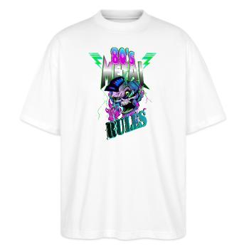 80er Jahre - Stanley/Stella Oversized Unisex Bio T-Shirt Blaster 2.0 - Weiß - Vorne - Alina (178cm) & Michal (187cm)
