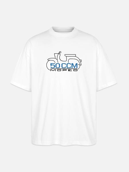 Moped Schwalbe 50 ccm Emblem - Stanley/Stella Oversized Unisex Bio T-Shirt Blaster 2.0 - Weiß