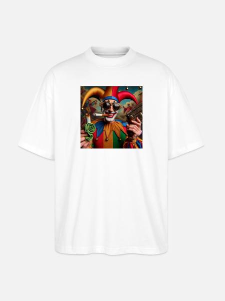 Joker mit Sonnenbrille - Stanley/Stella Oversized Unisex Bio T-Shirt Blaster 2.0 - Weiß