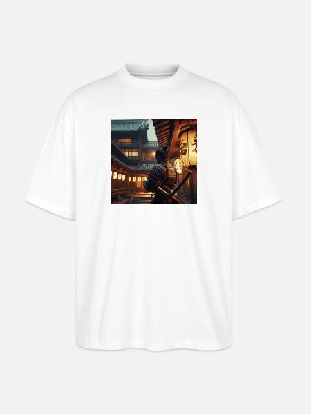 Samurai mit Schwert - Stanley/Stella Oversized Unisex Bio T-Shirt Blaster 2.0 - Weiß