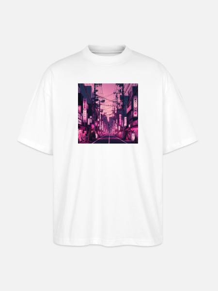 Straße in Tokyo - Stanley/Stella Oversized Unisex Bio T-Shirt Blaster 2.0 - Weiß