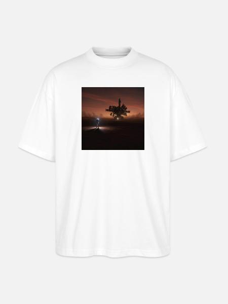 Abenteuerliche Sci-Fi Landschaft - Stanley/Stella Oversized Unisex Bio T-Shirt Blaster 2.0 - Weiß
