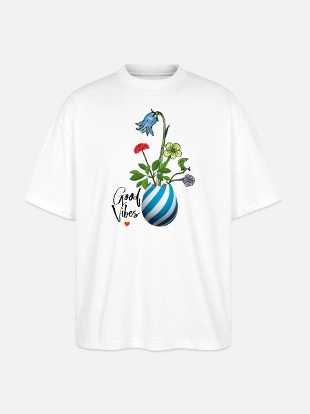Vase mit Wildblumen - Stanley/Stella Oversized Unisex Bio T-Shirt Blaster 2.0 - Weiß