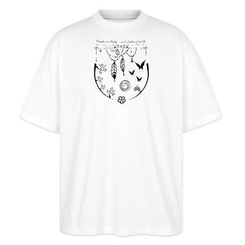 Architekt - Stanley/Stella Oversized Unisex Bio T-Shirt Blaster 2.0 - Weiß - Vorne - Alina (178cm) & Michal (187cm)