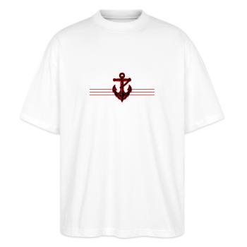 Anker Marine - Stanley/Stella Oversized Unisex Bio T-Shirt Blaster 2.0 - Weiß - Vorne - Alina (178cm) & Michal (187cm)