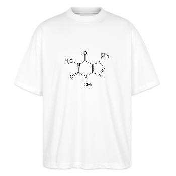 Koffein - Stanley/Stella Oversized Unisex Bio T-Shirt Blaster 2.0 - Weiß - Vorne - Alina (178cm) & Michal (187cm)