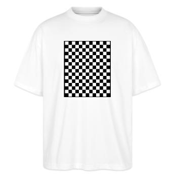 Schachbrett I Muster Quadrate schwarz und weiß - Stanley/Stella Oversized Unisex Bio T-Shirt Blaster 2.0 - Weiß - Vorne - Alina (178cm) & Michal (187cm)