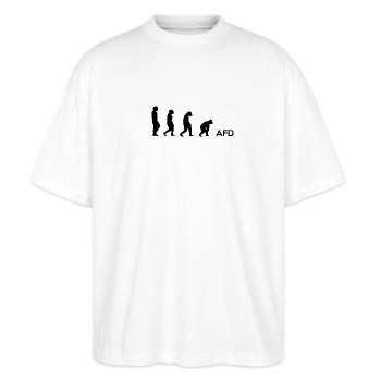 Degeneration bringt AFD - Stanley/Stella Oversized Unisex Bio T-Shirt Blaster 2.0 - Weiß - Vorne - Alina (178cm) & Michal (187cm)